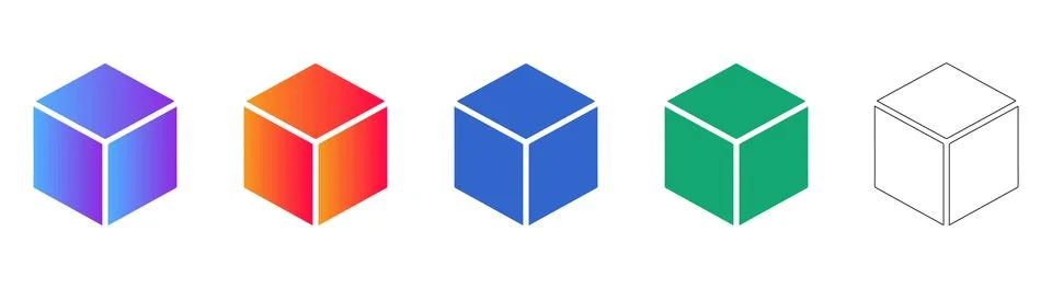 Solid Color Isometric Cube Icons Stock Illustration