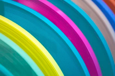 Solid color or wood grain PVC edge banding tape. ABS edge banding. Set of col Stock Photos