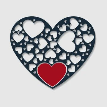 Solid color paper cut heart with red heart Inside white background vector ima 스톡 일러스트
