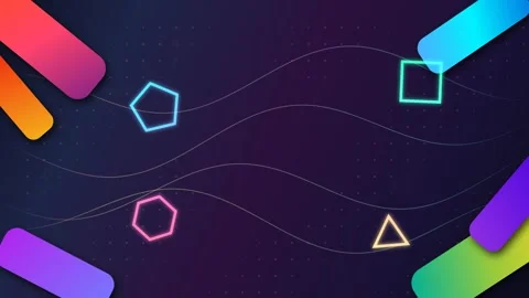 Solid Colorful Gradients And Neon Geometric Shapes Abstract Motion Loop Stock-Footage 340778311