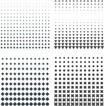 Solid dark geometric halftones set. 스톡 일러스트