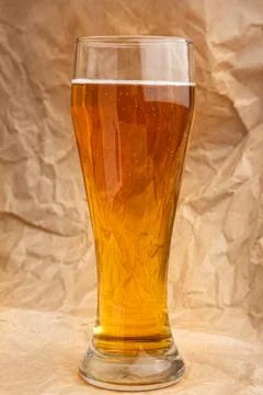 Solid, elite amber colored German lager in a tall glass Stock Photos