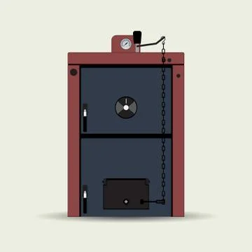 Solid Fuel Heating Boiler Stock Illustration
