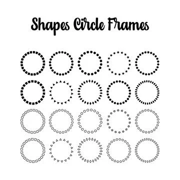 Solid Geometric Shape Circle Frame Set, Bold Filled Dot Square Star Triangl.. Stock-Illustration