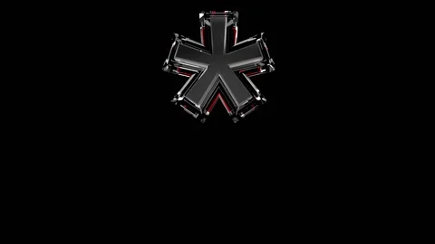 Solid glass alphabet - asterisk isolated on black background Video stock 166168579
