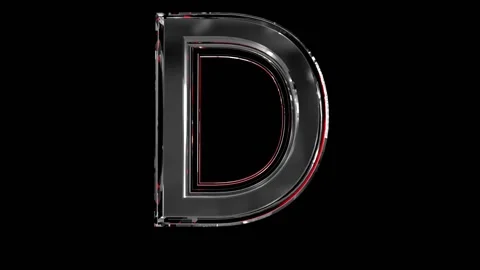 Solid glass alphabet - letter D isolated on black background Stock Footage 166168526