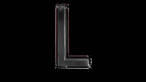 Solid glass alphabet - letter L isolated on black background Stock Footage 166168556