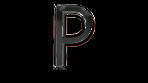 Solid glass alphabet - letter P isolated on black background Stock Footage 166168566
