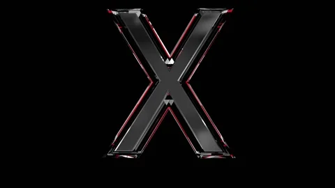 Solid glass alphabet - letter X isolated on black background Stock Footage 166168625