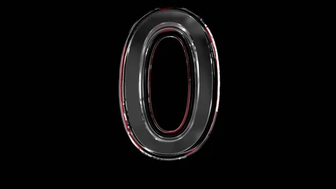 Solid glass alphabet - number 0 isolated on black background Video stock 166168460