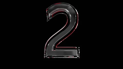 Solid glass alphabet - number 2 isolated on black background Stock Footage 166168469