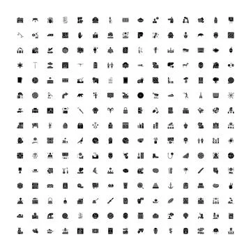 Solid glyph icons collection symbol set vector design Illustrazione stock
