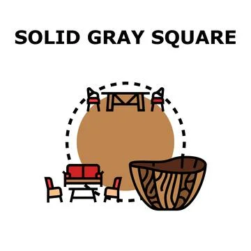 Solid gray square concept with furniture icons Stock Illustration