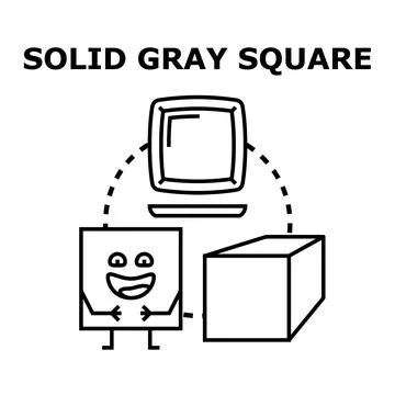 Solid gray square geometric shape icon concept Stock Illustration