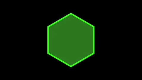 Solid Green Hexagon Shape with Bright Green Outline on Black Background geo.. Stock Footage 321583549