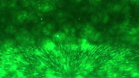 Solid green particle movement in space with energy particles. Stock Footage 152834483