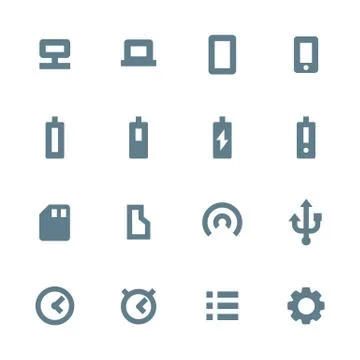 Solid grey various device icons set Illustrazione stock