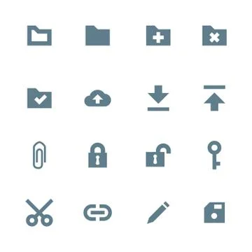 Solid grey various file actions icons set Illustrazione stock