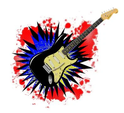 Solid Guitar Cartoon Explosion Illustrazione stock