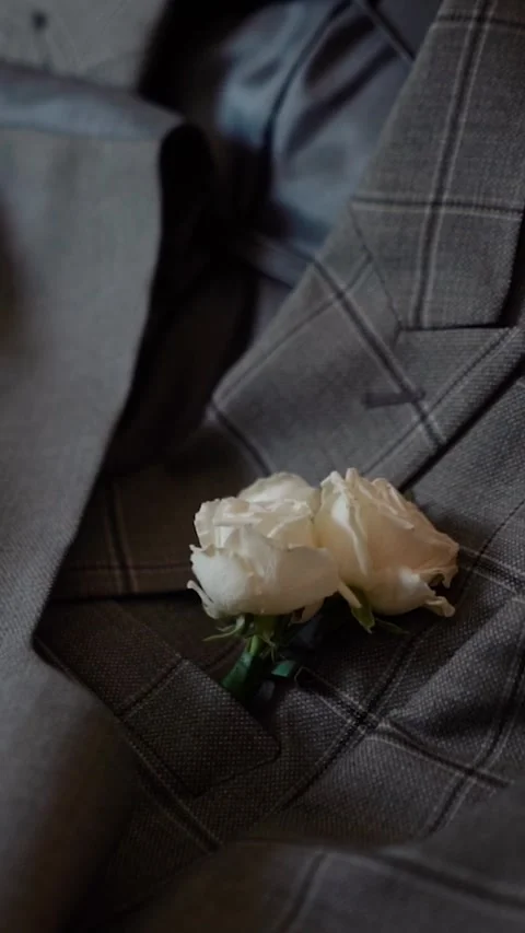 Solid handsome man groom in a business suit in the morning before his wedding Stock Footage 280037309