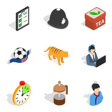 Solid health icons set, isometric style Stock Illustration
