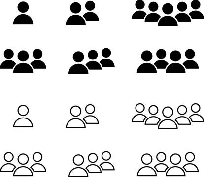 Solid icon group. People group icon set, persons, logo human, team icons, user Stock Illustration