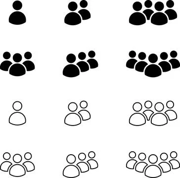 Solid icon group. People group icon set, persons, logo human, team icons, user Stock Illustration