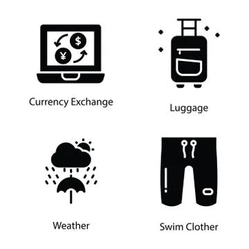 Solid Icons Pack Stock Illustration