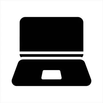 Solid laptop computer silhouette icon 8K ultra quality image ratio with com.. Illustrazione stock