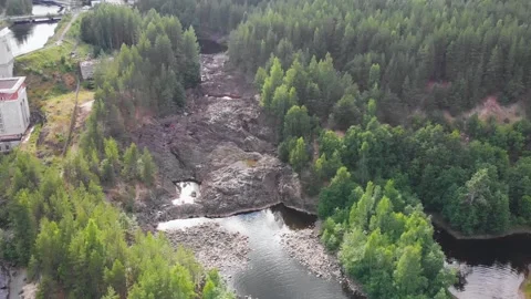 Solid lava Ancient volcano Girvas park (Republic of Karelia, Russia) aerial view Vídeos de archivo 137390344