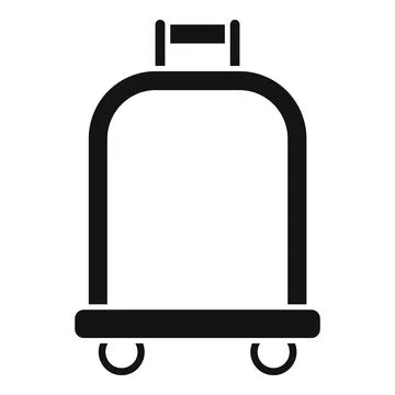 Solid luggage trolley icon simple vector. Metal object Stock Illustration
