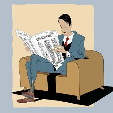 Solid man reading a newspaper Solid man reading a newspaper. Vector illust... Stock Photos