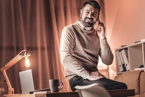 Solid man speaking on the phone Stock Photos