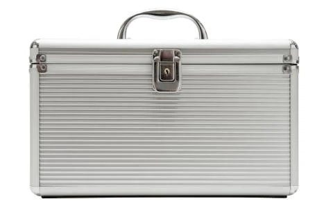 Solid Metal Case Isolated on a White Background Foto stock