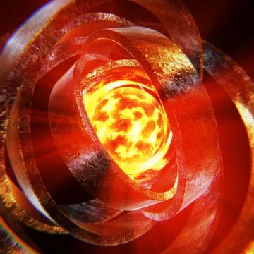 Solid metal rings rotating around the hot reactor core Stock Illustration