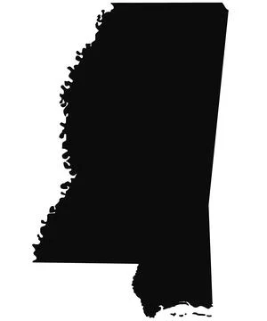 Solid Mississippi map on white background. Administrative map of Mississipp.. Stockillustratie