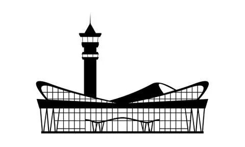 Solid Modern Airport terminal building icon. Isolated Flat design symbol for Stock Illustration