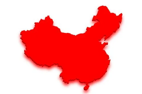 Solid neon map of China country Ilustración de archivo