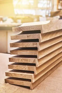 Solid oak joinery product. Oak plinth block Stock Photos