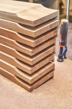 Solid oak joinery product. Oak plinth block Stock Photos