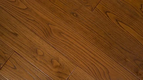 Solid Oak Wood Floors in Brown Tones, Parquet Board, Solid Oak Board in A Modern Stock Footage 145641589
