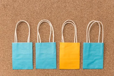 Solid paper craft packages in bright colours Stock Photos