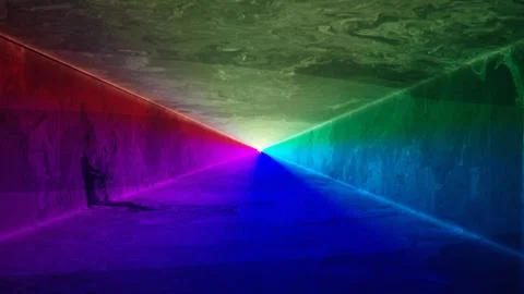 Solid rainbow laser light tunnel background 2 - nightclub/music festival Stock Photos