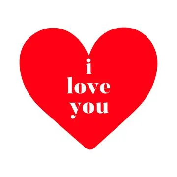Solid Red Heart Shape With Stacked I Love You Text Asset Ilustração Stock