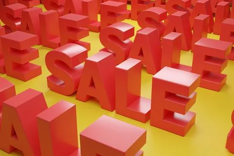 Solid red sale text background. 3d illustration. Stockfoto's