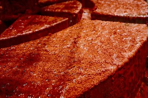 Solid residual of potassium salt in floatation machine basin Stock Photos