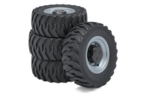 Solid Resilient Wheels for Forklifts or Trucks, 3D rendering Solid Resilie... 스톡 사진