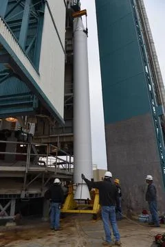 The solid rocket motor for mating to the United Launch Alliance Delta II l... Stock Photos