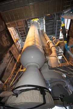 A solid rocket motor for the United Launch Alliance Atlas V rocket slated ... Stock Photos