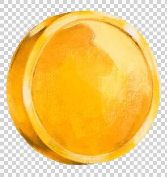 Solid round shape gold coin with symbol currency hand drawn illustration 스톡 일러스트